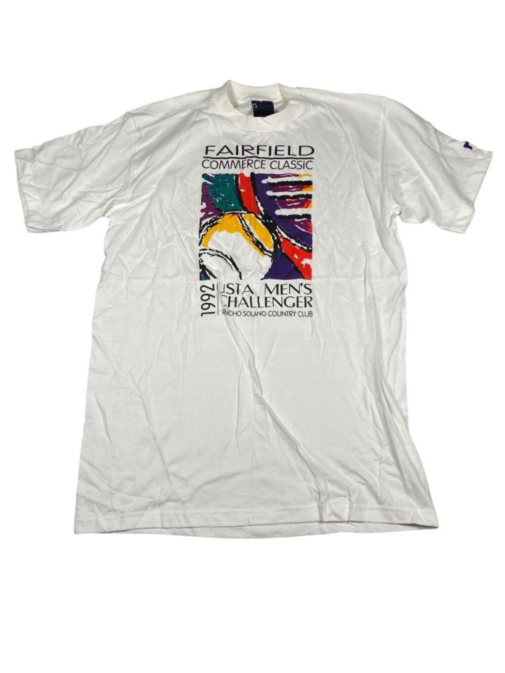 Fairfield 1992 USTA Mens Challenger T-Shirt Roche L White Single Stitch Performa